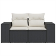 Bowery Hill Poly Rattan And Powder-Coated Steel Garden Sofa in Black And Cream