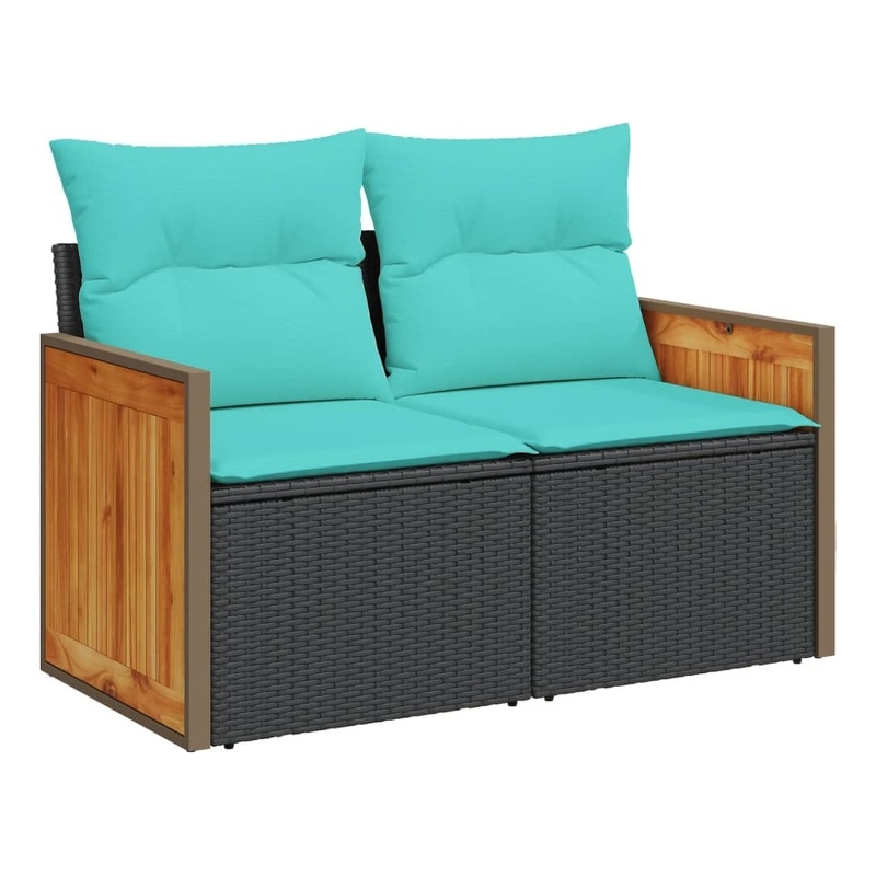 Bowery Hill 2-Seater Poly Rattan Modular Garden Sofa in Black