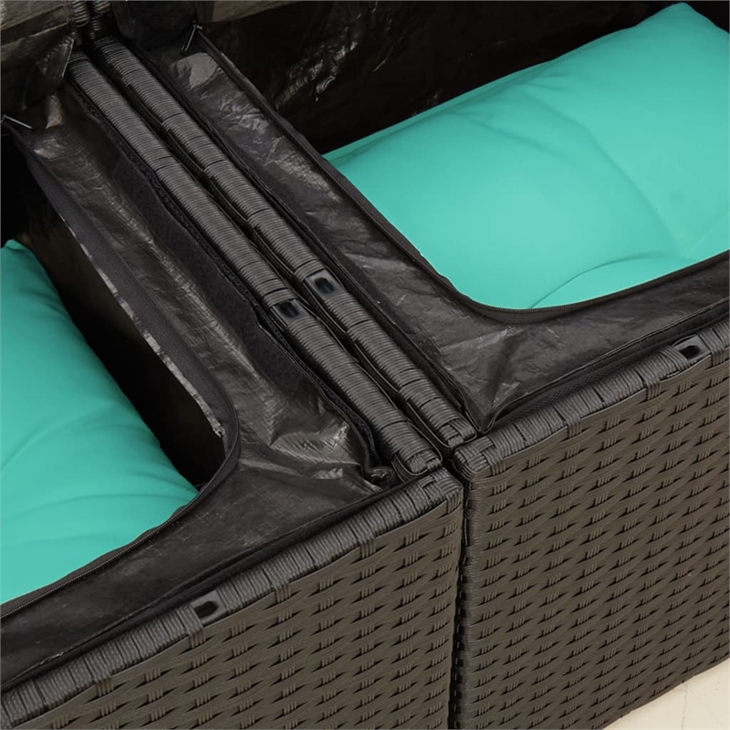 Bowery Hill 2-Seater Poly Rattan Modular Garden Sofa in Black