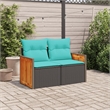Bowery Hill 2-Seater Poly Rattan Modular Garden Sofa in Black