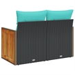 Bowery Hill 2-Seater Poly Rattan Modular Garden Sofa in Black
