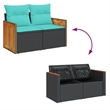 Bowery Hill 2-Seater Poly Rattan Modular Garden Sofa in Black