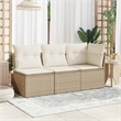Bowery Hill Single Poly Rattan Garden Sofa With Adjustable Feet in Beige