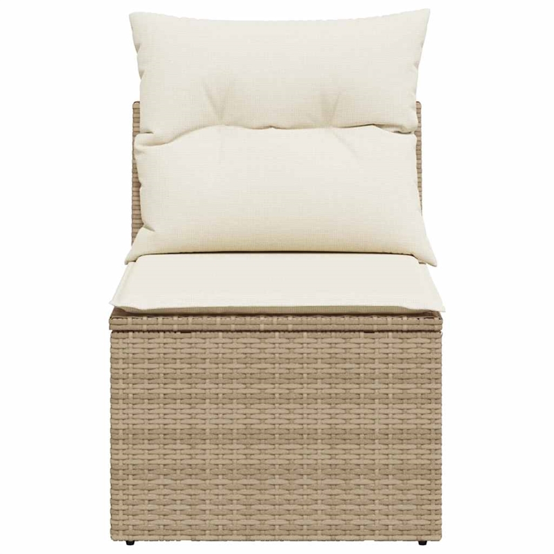 Bowery Hill Single Poly Rattan Garden Sofa With Adjustable Feet in Beige