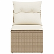 Bowery Hill Single Poly Rattan Garden Sofa With Adjustable Feet in Beige