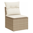 Bowery Hill Single Poly Rattan Garden Sofa With Adjustable Feet in Beige