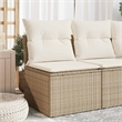 Bowery Hill Single Poly Rattan Garden Sofa With Adjustable Feet in Beige