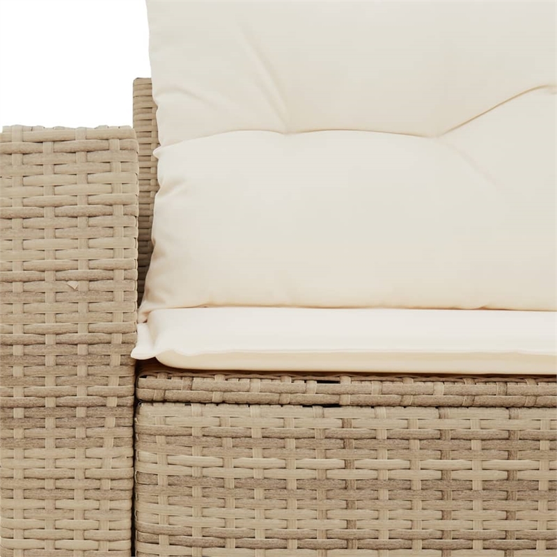 Bowery Hill Medium PE Rattan Garden Sofa With Adjustable Armrests in Beige