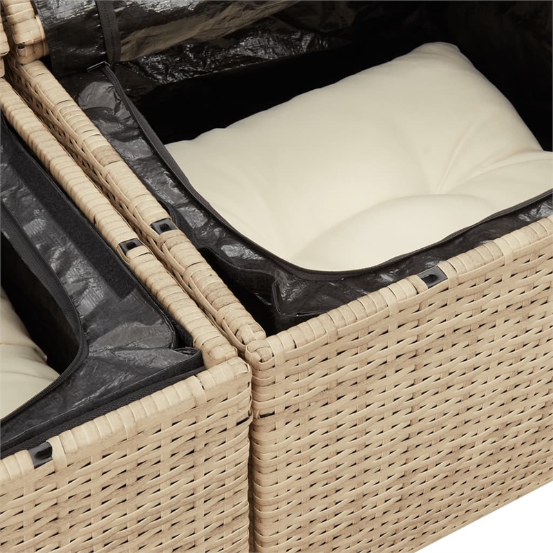 Bowery Hill 2-Seater PE Rattan & Powder-Coated Steel Modular Garden Sofa - Beige