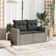 Bowery Hill Contemporary Synthetic Poly Rattan Garden Sofa in Gray