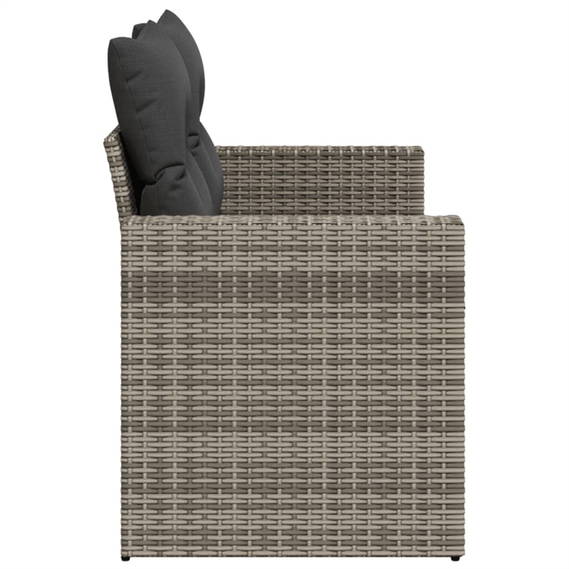 Bowery Hill Contemporary Synthetic Poly Rattan Garden Sofa in Gray