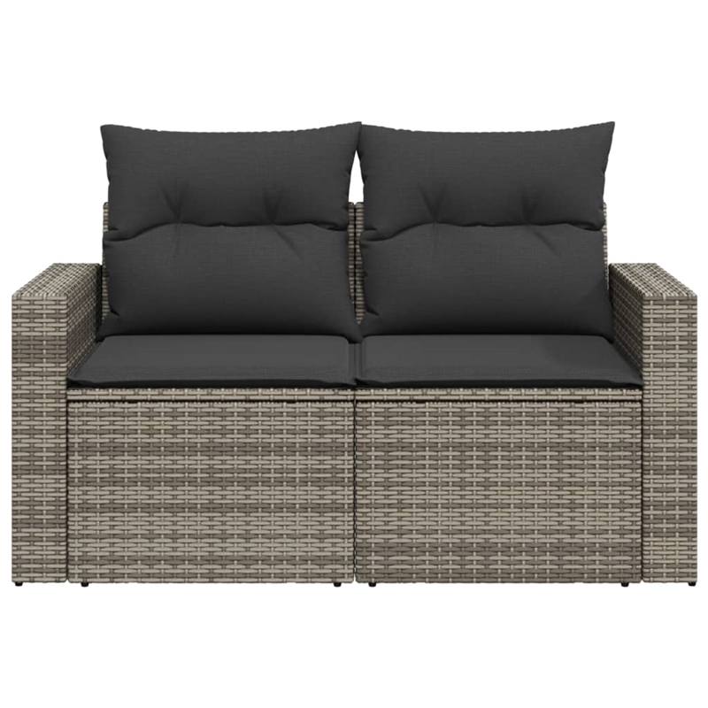 Bowery Hill Contemporary Synthetic Poly Rattan Garden Sofa in Gray