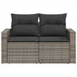 Bowery Hill Contemporary Synthetic Poly Rattan Garden Sofa in Gray