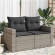 Bowery Hill Contemporary Synthetic Poly Rattan Garden Sofa in Gray