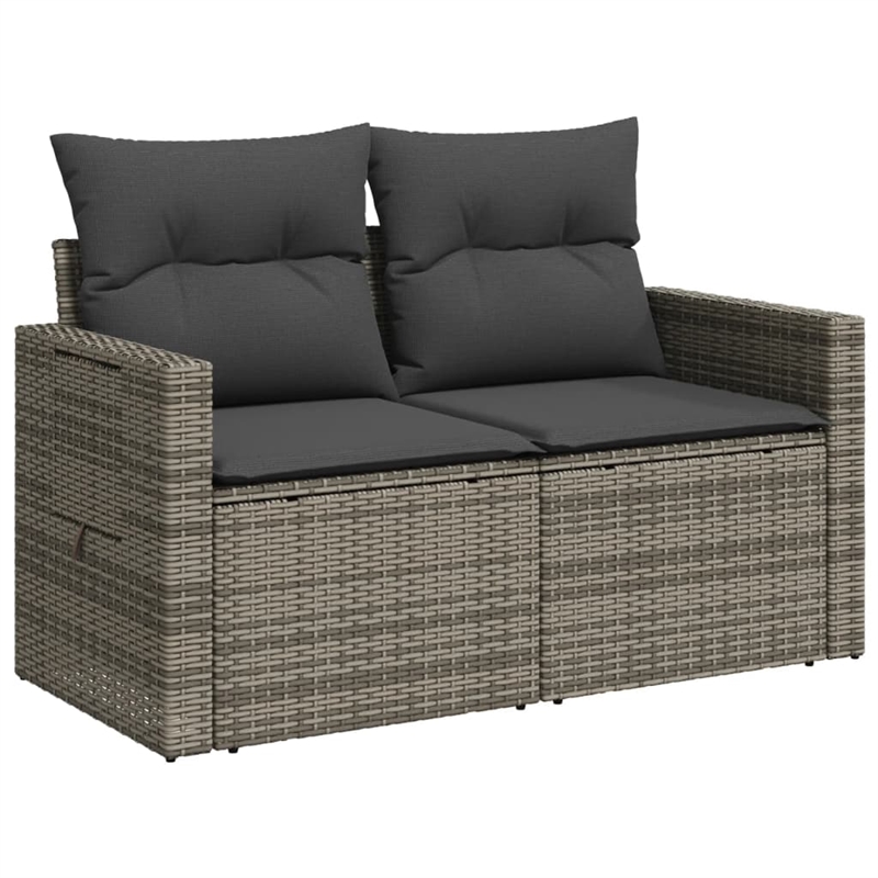 Bowery Hill Contemporary Synthetic Poly Rattan Garden Sofa in Gray