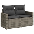 Bowery Hill Contemporary Synthetic Poly Rattan Garden Sofa in Gray