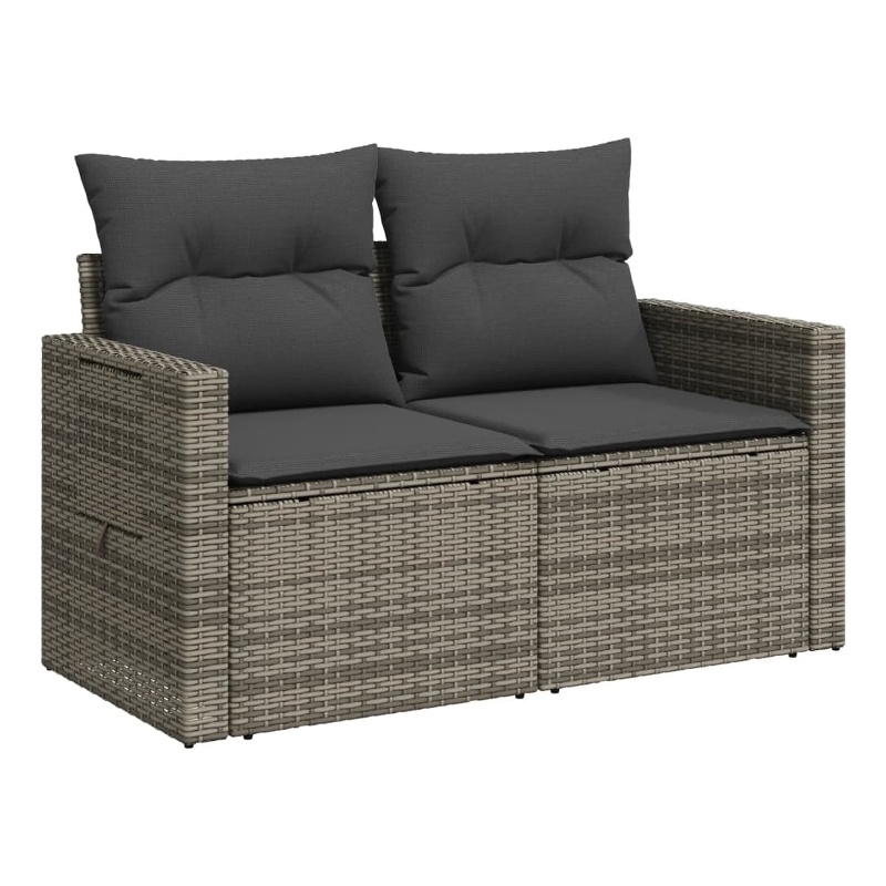 Bowery Hill Contemporary Synthetic Poly Rattan Garden Sofa in Gray