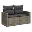 Bowery Hill Contemporary Synthetic Poly Rattan Garden Sofa in Gray