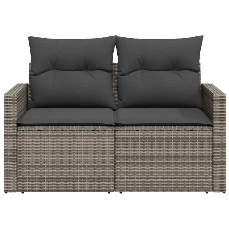 Bowery Hill Contemporary Synthetic Poly Rattan Garden Sofa in Gray