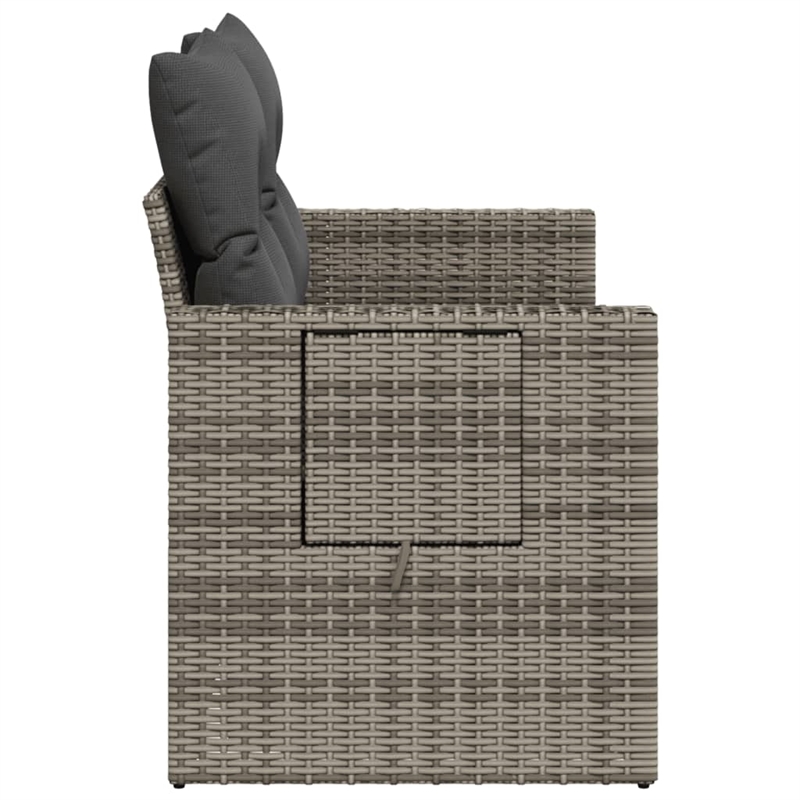 Bowery Hill Contemporary Synthetic Poly Rattan Garden Sofa in Gray