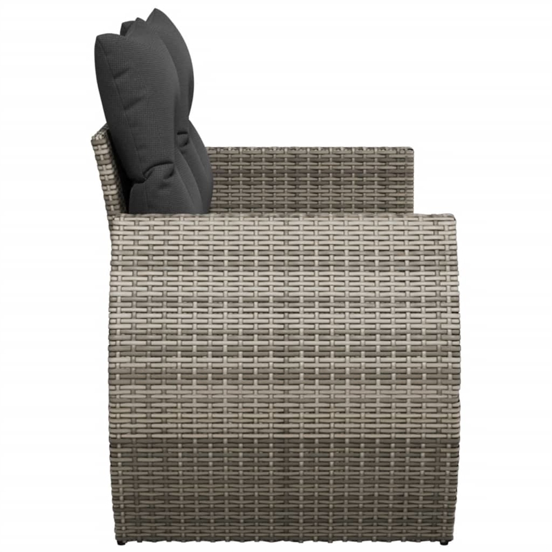 Bowery Hill Large PE Rattan Garden Sofa With Adjustable Feet in Gray