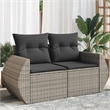 Bowery Hill Large PE Rattan Garden Sofa With Adjustable Feet in Gray