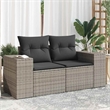 Bowery Hill Medium PE Rattan Garden Sofa With Adjustable Feet in Gray