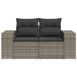 Bowery Hill Medium PE Rattan Garden Sofa With Adjustable Feet in Gray