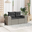 Bowery Hill Medium PE Rattan Garden Sofa With Adjustable Feet in Gray