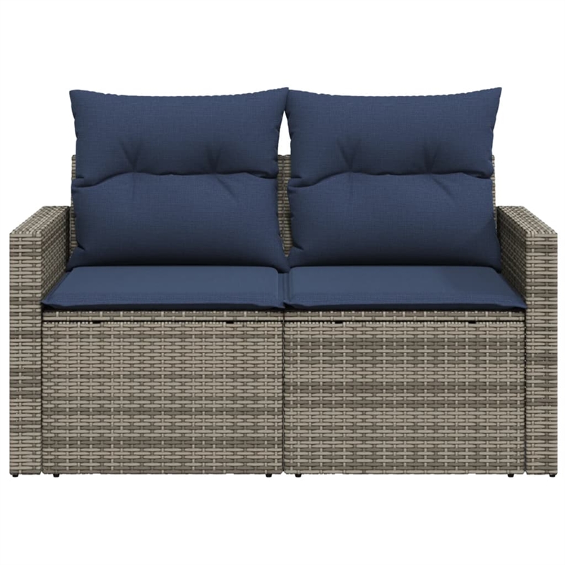 Bowery Hill 2-Seater Poly Rattan Patio Sofa With Cushions in Gray