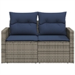 Bowery Hill 2-Seater Poly Rattan Patio Sofa With Cushions in Gray
