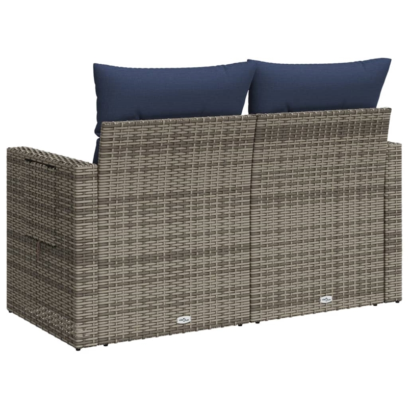 Bowery Hill 2-Seater Poly Rattan Patio Sofa With Cushions in Gray