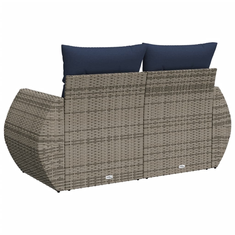 Bowery Hill 2-Seater Poly Rattan Patio Sofa With Cushions in Gray