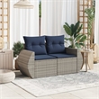 Bowery Hill 2-Seater Poly Rattan Patio Sofa With Cushions in Gray