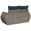 Bowery Hill 2-Seater Poly Rattan Patio Sofa With Cushions in Gray