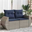 Bowery Hill 2-Seater Poly Rattan Patio Sofa With Cushions in Gray