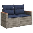 Bowery Hill 2-Seater Poly Rattan Patio Sofa With Cushions in Gray