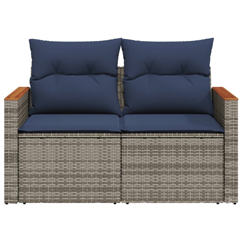 Bowery Hill 2-Seater Poly Rattan Patio Sofa With Cushions in Gray