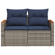 Bowery Hill 2-Seater Poly Rattan Patio Sofa With Cushions in Gray