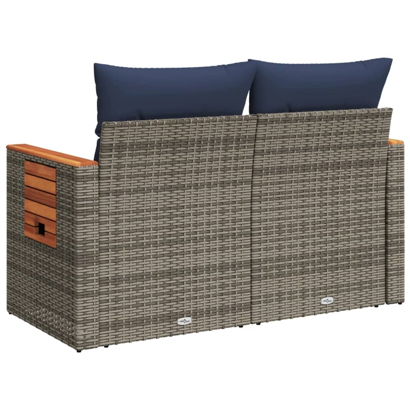 Bowery Hill 2-Seater Poly Rattan Patio Sofa With Cushions in Gray