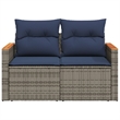 Bowery Hill 2-Seater Poly Rattan Patio Sofa With Cushions in Gray