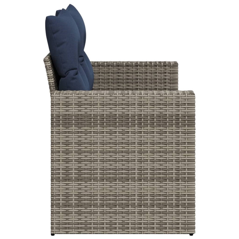 Bowery Hill 2-Seater Poly Rattan Patio Sofa With Cushions in Gray