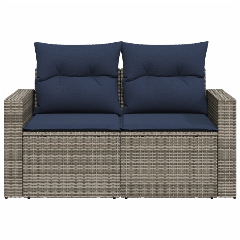 Bowery Hill 2-Seater Poly Rattan Patio Sofa With Cushions in Gray
