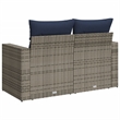 Bowery Hill 2-Seater Poly Rattan Patio Sofa With Cushions in Gray