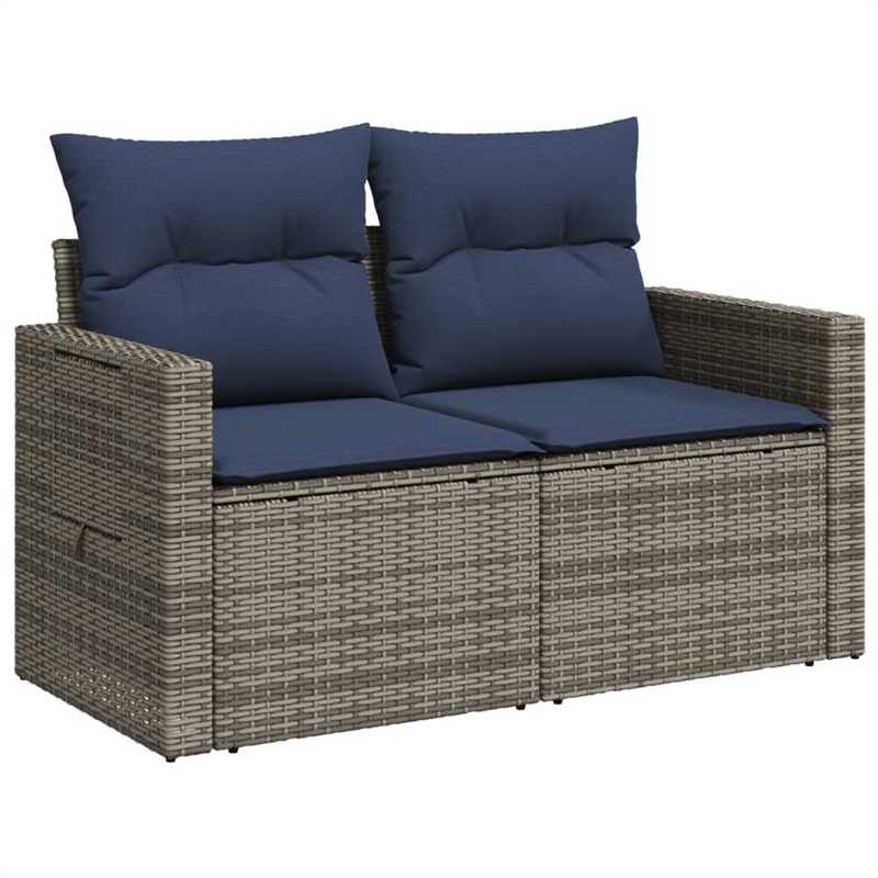 Bowery Hill 2-Seater Poly Rattan Patio Sofa With Cushions in Gray