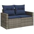 Bowery Hill 2-Seater Poly Rattan Patio Sofa With Cushions in Gray