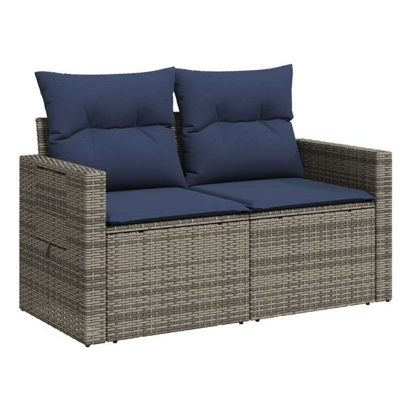 Bowery Hill 2-Seater Poly Rattan Patio Sofa With Cushions in Gray