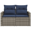 Bowery Hill 2-Seater Poly Rattan Patio Sofa With Cushions in Gray