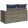 Bowery Hill 2-Seater Poly Rattan Patio Sofa With Cushions in Gray