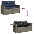 Bowery Hill 2-Seater Poly Rattan Patio Sofa With Cushions in Gray
